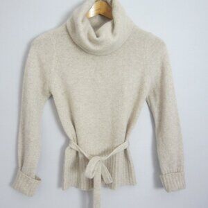Vtg Chaus Womens L Beige Lambswool Angora LS Turtleneck Pullover Sweater